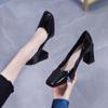 Shoes for Woman 2024 Office Women's Summer Footwear Normal Leather Casual High Heels Square Toe Pumps Blue On Heeled Beau Today