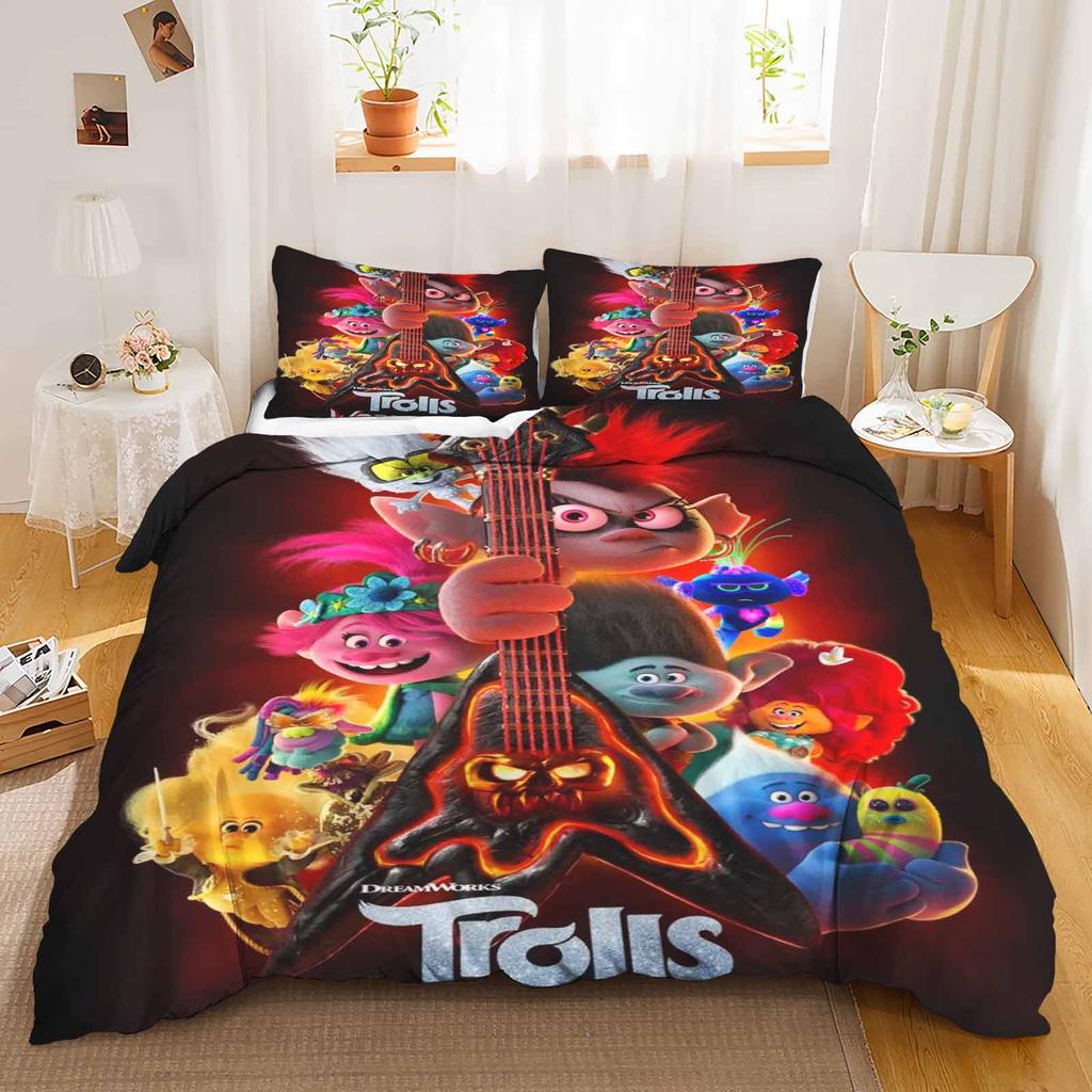 Комплект постельного белья «Тролли» Одеяло Постельное белье 3D Детский комплект постельного белья 3 предмета 1 Пододеяльник Кинг-сайз