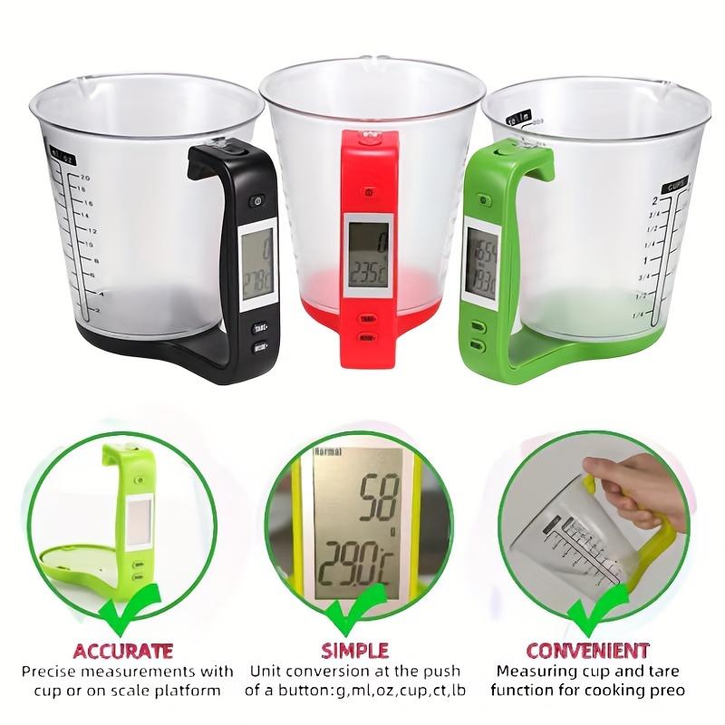 600ml Smart Measuring Cup with Thermometer , 6 in 1 Unit Conversion , Food Grade ABS Detachable Design , Real Time Monitoring from 0 to 40°C