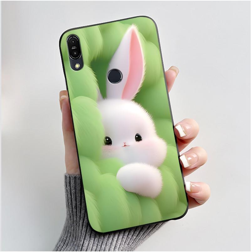Чехол для Asus Zenfone Max Pro M1 ZB602KL ZB601KL X00TD / Max M1 ZB555KL X00PD, Чехол-Кролик Мультяшные Животные, Черный Мягкий Силиконовый Чехол