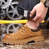 Мужские дышащие повседневные рабочие туфли из свиной кожи, толстая подошва, круглый носок, удобная и универсальная модная обувь для альпинизма