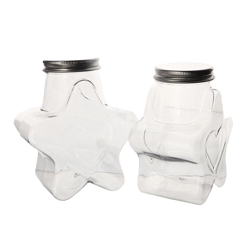 Звезда Форма Кукольный Орнамент Ящик Для Хранения Пластиковая Бутылка С Крышками Контейнер Для Хранения Пищи Банка С Широким Горлом Многоразовый Контейнер Для Печенья