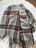 Premium Contrasting Color Plaid Fringed Scarf Couple Scarf Warm And Windproof Long Shawl Women
