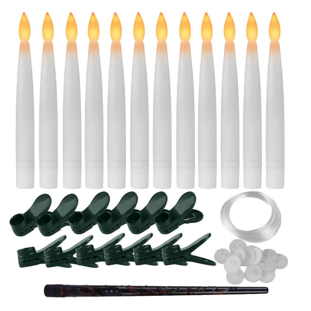 Flameless LED Taper Candles Christmas Tree Electric Candle Lights Mini Taper Clip-On Candles with Remote Timer for Wedding Decor