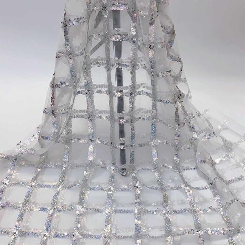 Ткань с вышивкой пайетками на сетчатой основе, блестящая, для женского платья, DIY, модный дизайнер, сетчатая ткань с вышивкой, швейные принадлежности