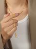 1 Pc New Fashionable Versatile Simple Niche Design Titanium Steel Gold-Plated Cross Pendant Sweater Chain Zircon