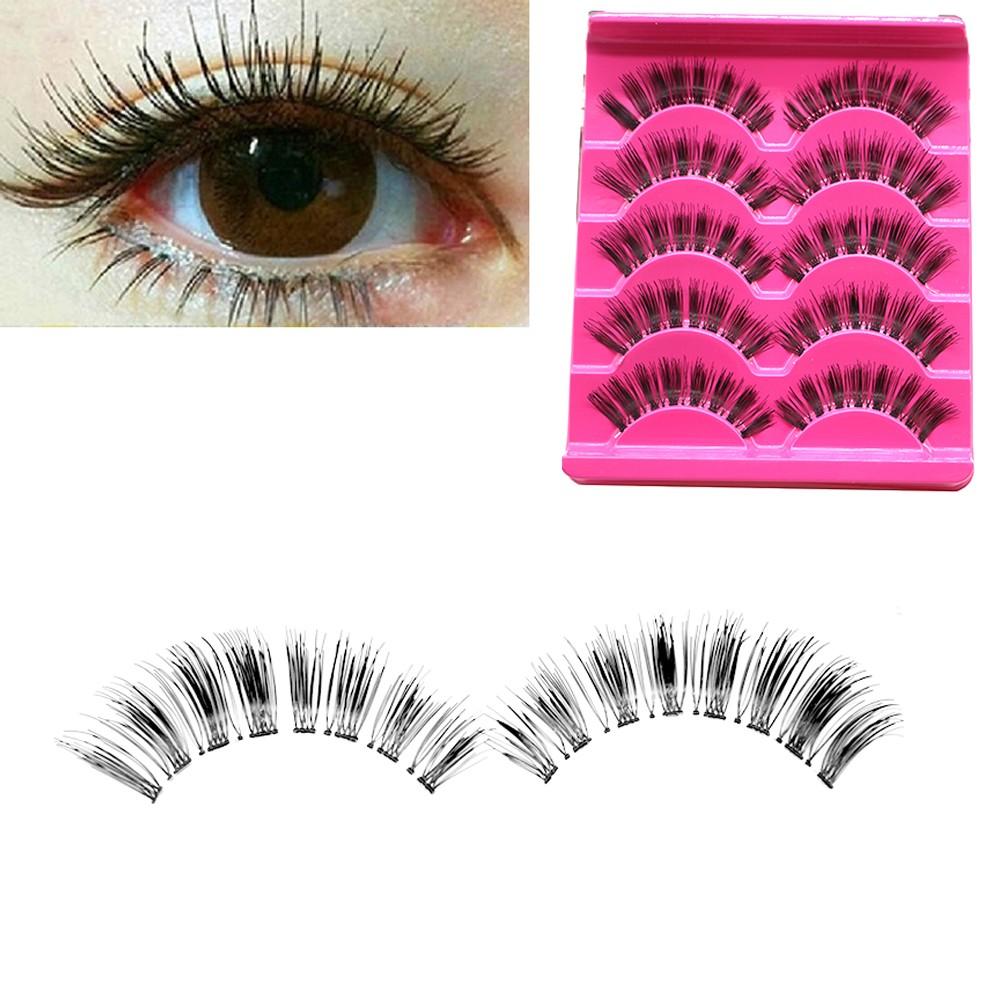5 Pairs Beauty Soft Cross Thick Handmade Eye Lashes Extension False Eyelashes Black