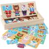 Elephant Bear Change Clothes Children's Early Education Wooden Jigsaw Puzzle Dressing Game Baby Puzzle Toys for Children Gift
