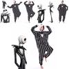 Cozy Nightmare Before Christmas Jack Pattern Sleepwear Jumpsuit With Hood And Tuxedo Design