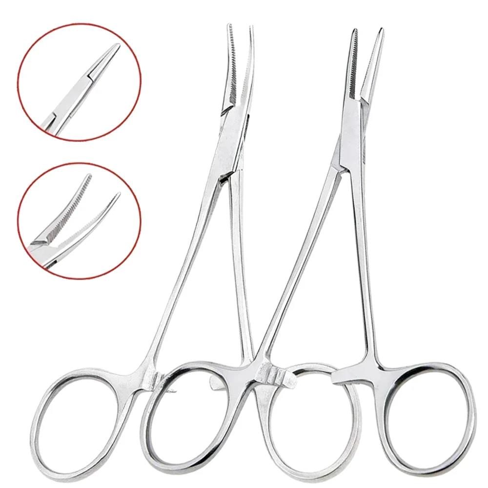 1pc Stainless Steel Hemostatic Forceps Surgical Forceps Tool Hemostat Locking Clamps Forceps Fishing Pliers Curved/Straight Tip 3