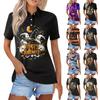 Женская модная повседневная рубашка с отворотом и коротким рукавом с принтом, женские топы на пуговицах