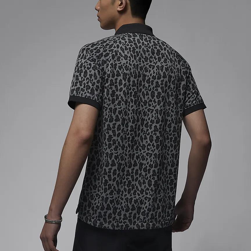 Jordan Dri-FIT Sport All-Over Print Casual Polo Shirt Short Sleeve Men Polo Shirts Smoke-Grey FN5853-084