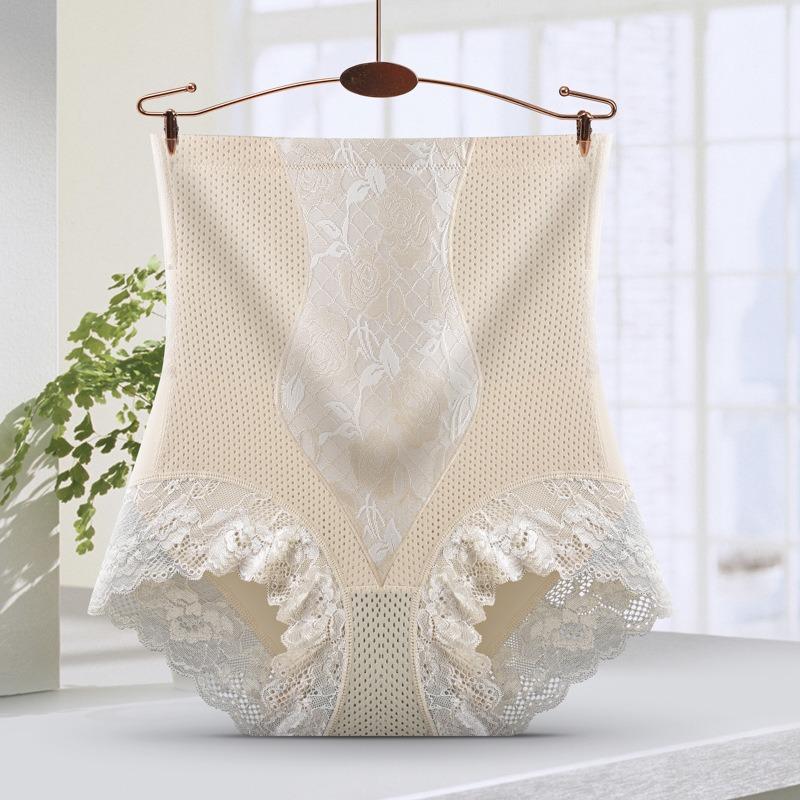 Женские утягивающие трусы-слипы с высокой талией, кружевом, эффектом лифтинга ягодиц и хлопковой ластовицей