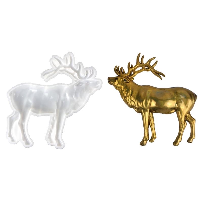 3D Animal Resin Mold Epoxy Resin Mold with Realistic Elk Shapes Fine Carved Silicone Mold for Wall Desktop Décoration