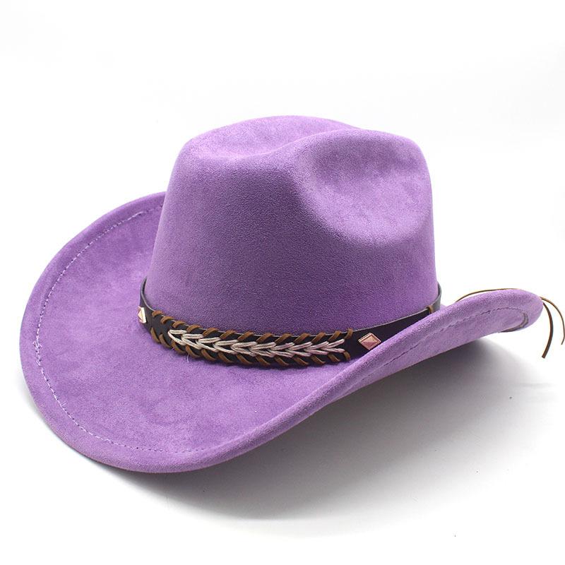 Suede Jazz Top Hat Women'S Brim Suede One-Word Top Men'S Ladies Cowboy Hat Felt Hat