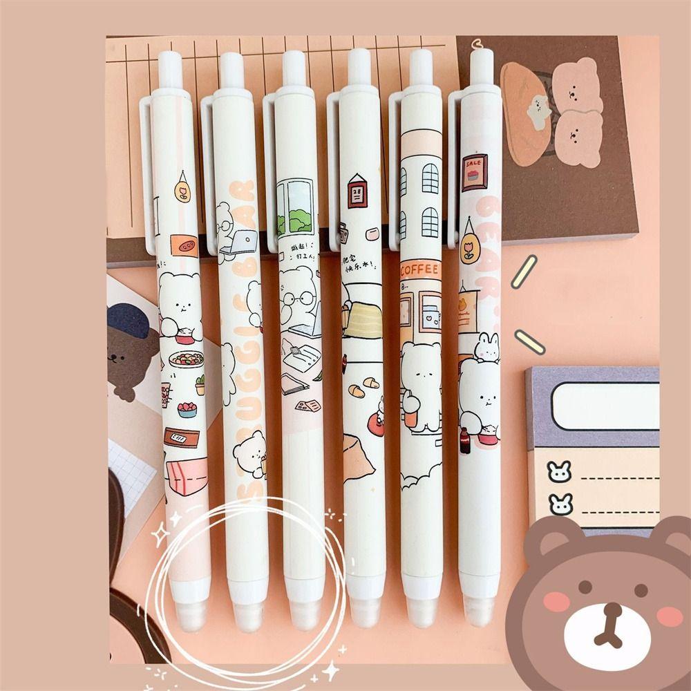 Канцелярские принадлежности 0,5 мм синие гелевые ручки с рисунком из мультфильмов, стираемая ручка, ручка для студентов, ручка-пресс