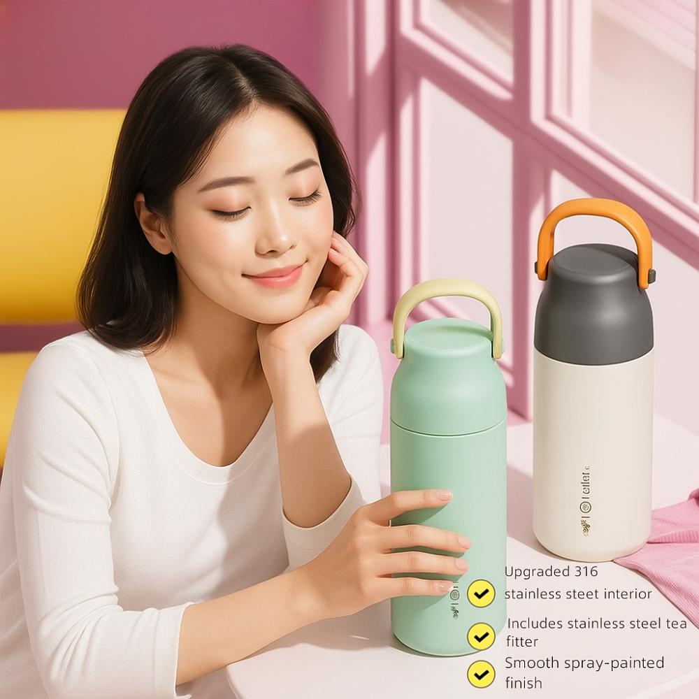 Handheld Insulated Bottle 500ml Insulated Tumbler Cup Portable Thermos Water Bottle  Sports