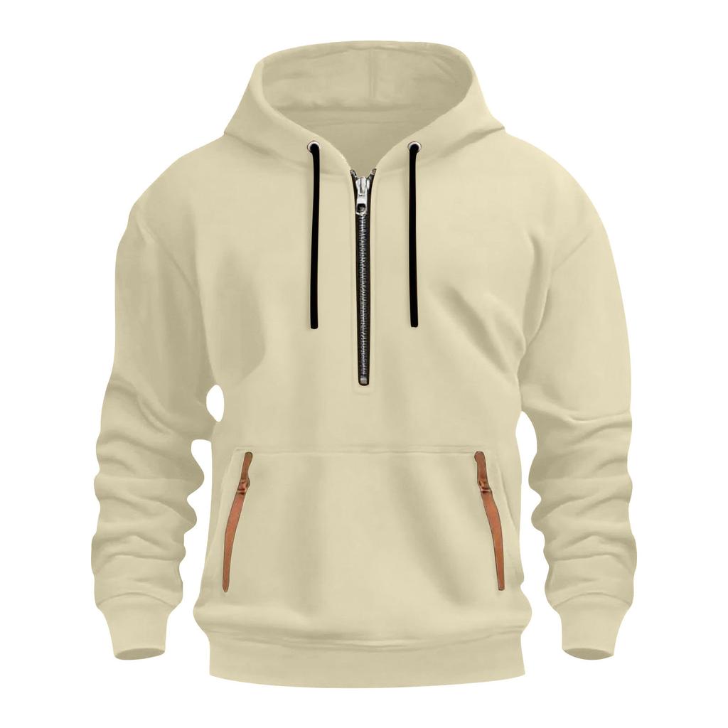 Men's fleece hooded casual long sleeved sweatshirt