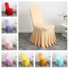 Wedding Spandex Chair Cover With Skirt Pleated Ruffled Lycra Elastic Stretch Party Hotel Banquet Decoration