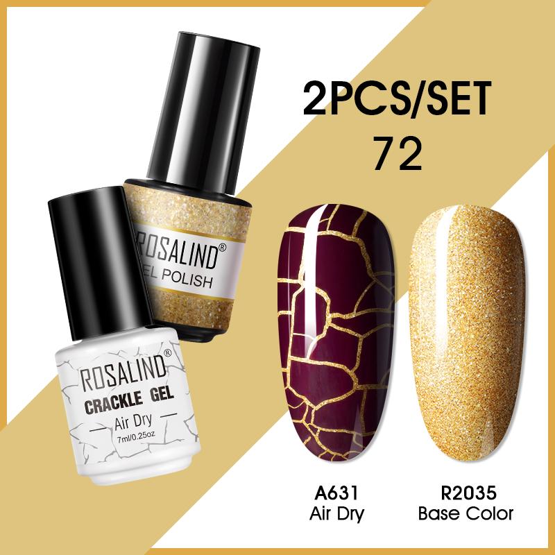 ROSALIND Гель-лак для ногтей с эффектом трещин Гель-лак для ногтей Полуперманентный Эмаль Гибридный лак 2 шт. УФ-клей для ногтей Гель-лак Топ База Матовый топ