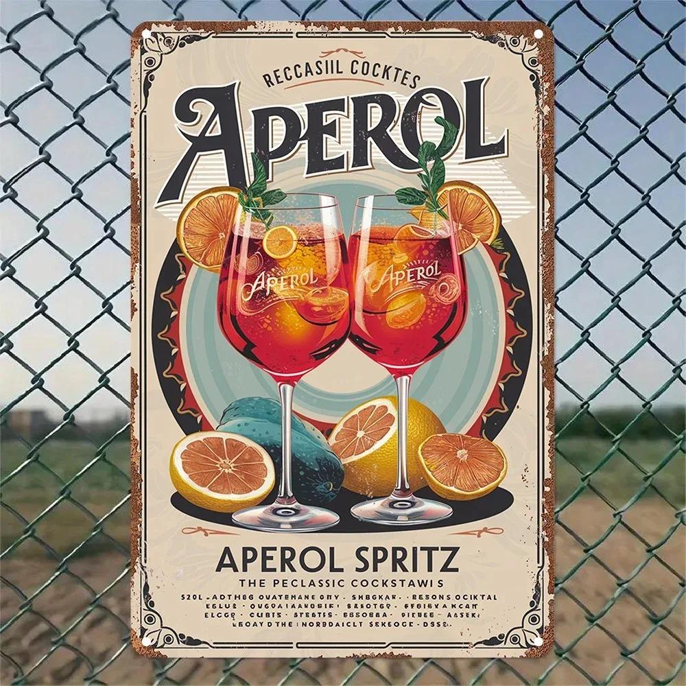 CocktailClassics Винтажная вывеска Aperol Водонепроницаемая Реклама для улицы Ретро Декор для Бара Кафе Бистро