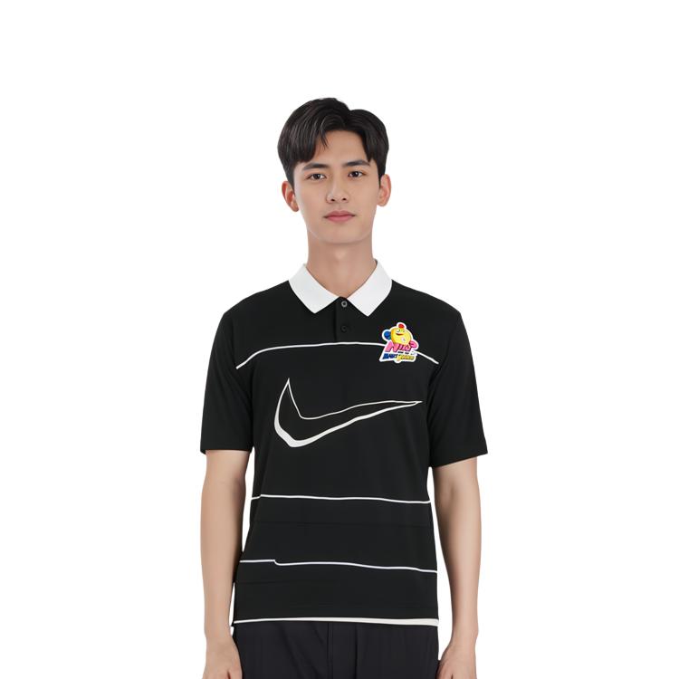 Nike Polo Shirts Men's Black Polo Collar Moderate Straight Fit DM7918-010