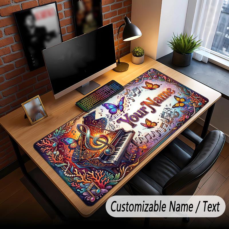 Music General Theme Custom Mouse Pad Personalized With Name Text Customized Desk Mat For Office Home Decor
