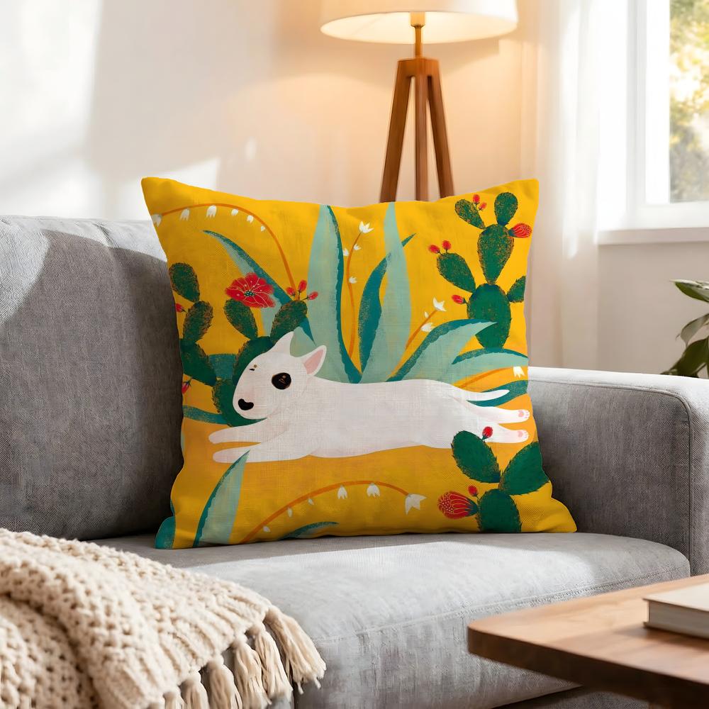 Animal Bull Terrier Cushion Cover Pcs Decorative Covers Soft Cushion Case for Sofa Couch Decor x x Pillowcases