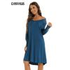 Women's Solid Colour Knitted Cotton Long-sleeved Spring and Autumn New Large Size Leisure Home Pajamas Lace Nightgowns