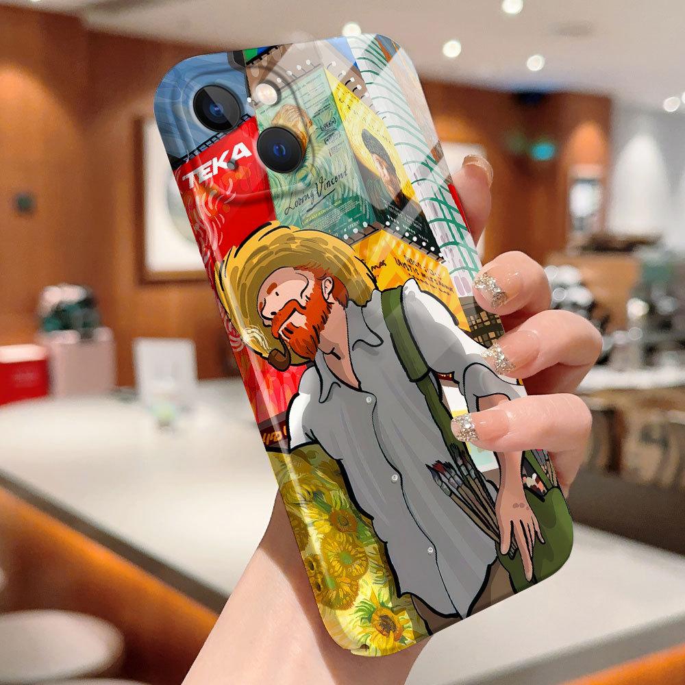 Чехол для телефона с масляной росписью для Samsung Galaxy S20 FE 5G A52 iPhone 11 15 Xiaomi Redmi VIVO OPPO Realme Huawei Infinix Противоударный ультратонкий жесткий чехол