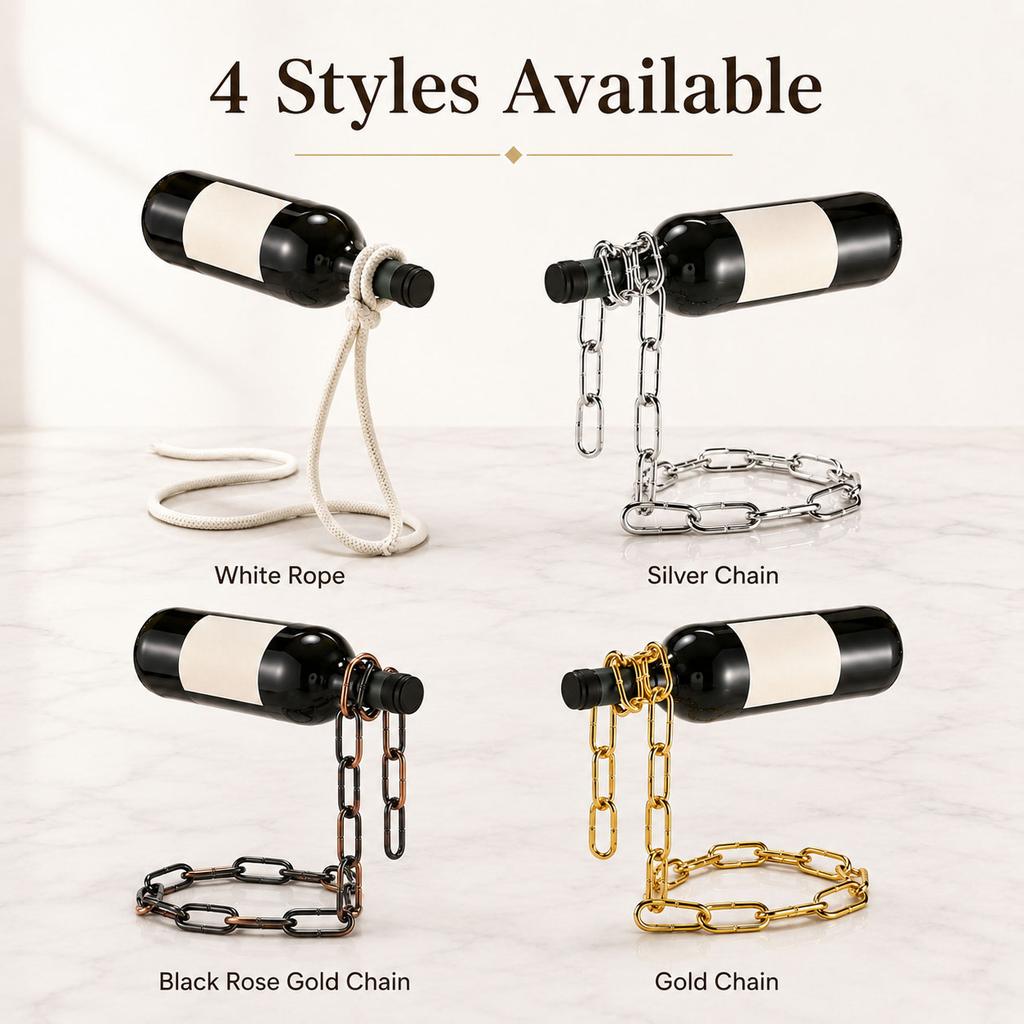 1/1pc Iron Chain Wine Bottle Rack Magical Suspension Rope Chain Whisky Display Holder Home Kitchen Table Decorative Crafts Gifts