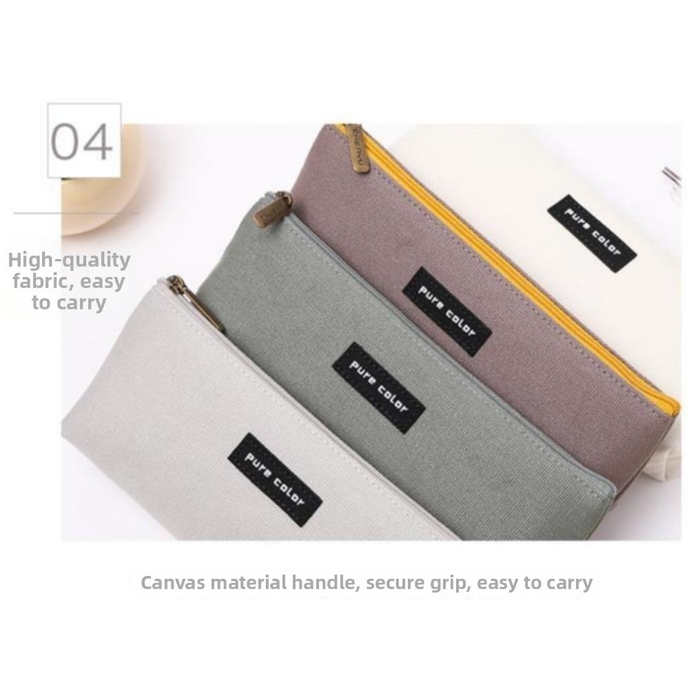Large Capacity Pencil Bag Solid Color Pen Pouch New Stationery Bag School Supplies