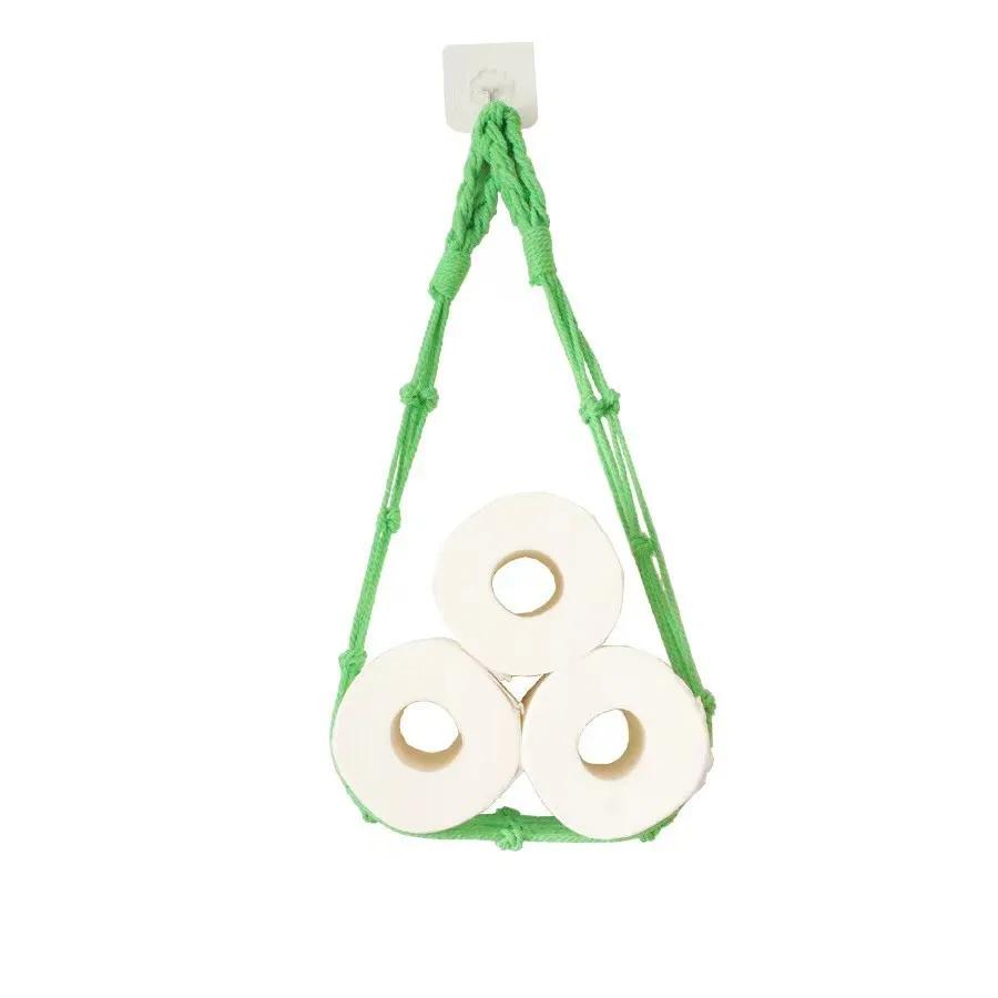 Подвесной держатель из хлопковой веревки в скандинавском стиле для туалетной бумаги, журналов, книг, домашнего хранения, отеля, подвесной карманный стеллаж, декор для ванной комнаты