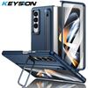KEYSION С чехлом для сенсорной ручки для Samsung Galaxy Z Fold 4 3 5G, жестким чехлом для телефона с подставкой из ПК и защитой экрана из закаленного стекла