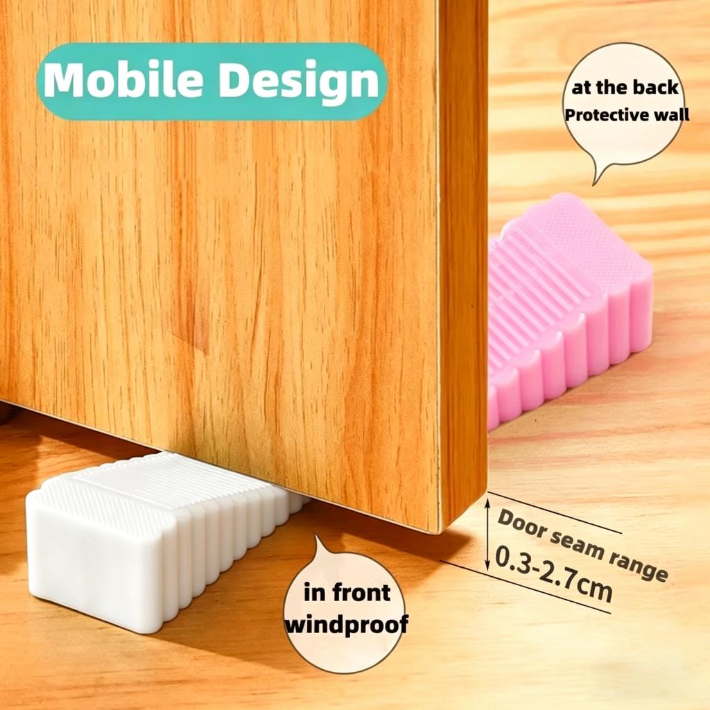 Safety Silicone Door Stop Block Wedge Home Offi Rear Retainer Anti collision Floor Wall Protector Heavy Duty