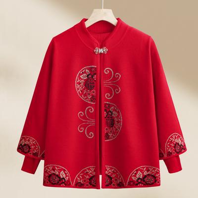 В пожилом возрасте Пальто Весна и Осень Женское Мама Бабушка Короткий Повседневный Вязаный Свитер Маленький Человек