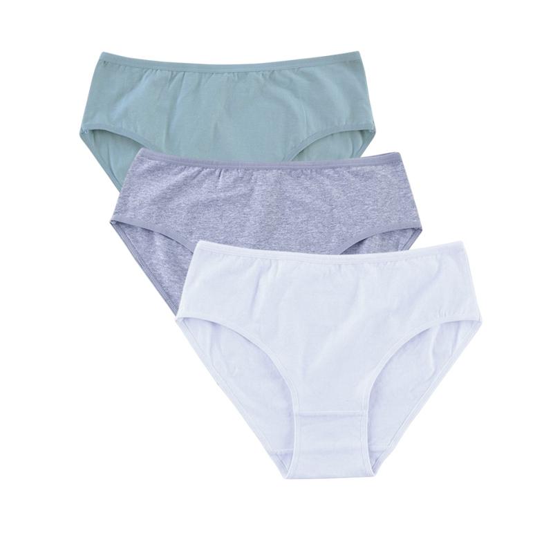 Women's Solid Color Cotton Mid-high Waist Briefs Elastic Waistband Unrestrained Perfect Hip Wrap Charming Panties