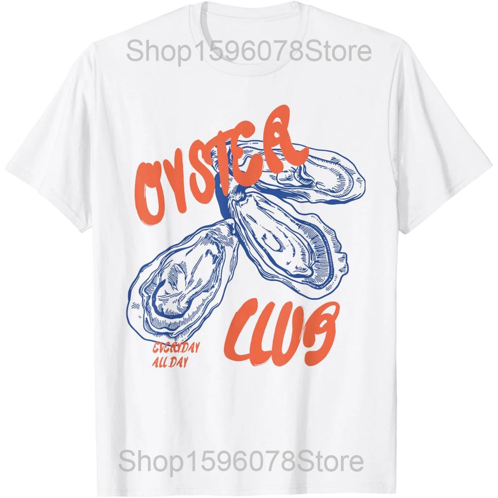 Oyster Club Устрицы Летний Отдых Винтажные Футболки Мужские Хлопок Юмор Уличная Одежда Футболка С Коротким Рукавом Унисекс Свободная Одежда