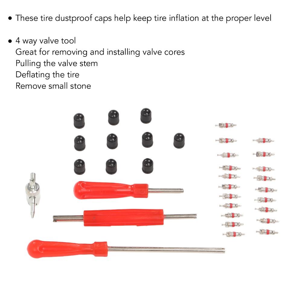 34PCS Multi-Style Wrench Valve Stem Installation Tool  Tire Leak Repair & Maintenance