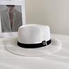 Two-color hat strap Panama jazz hat women's summer breathable versatile sunshade straw hat outdoor sunscreen sun hat