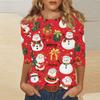 Women's Fashion Casual Three-quarter Sleeve Christmas Printed Round Neck Pullover Top