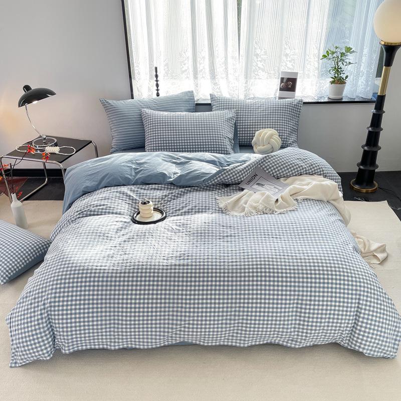 Серия AB Cotton: Комплект постельного белья из чистого хлопка для общежития - односпальный, из четырех частей с простынями