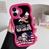 США Флаг Америки Волнистый Край ТПУ Чехол для Мобильного Телефона для iPhone 17 16 15 14 13 12 11 Air Pro Max Plus Цветной Чехол