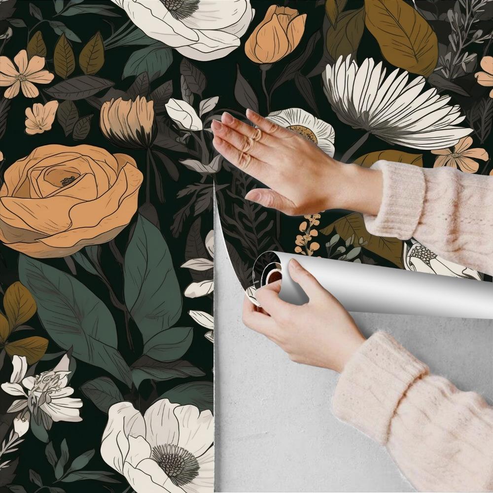 1 рулон самоклеящихся цветочных обоев, винтажная самоклеящаяся контактная бумага, съемные розы, водонепроницаемый настенный и плиточный декор для спальни, кабинета
