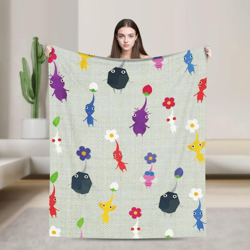 Pikmin Game Blanket Super Soft Fluffy Plush Throw Blanket For Couch Bed Airplane Travel Flannel Bedspread Bed Cover