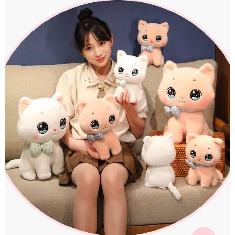 Cat Wearing Bow Stuffed Toy Cute Cartoon Children Birthday Holiday Gift Doll