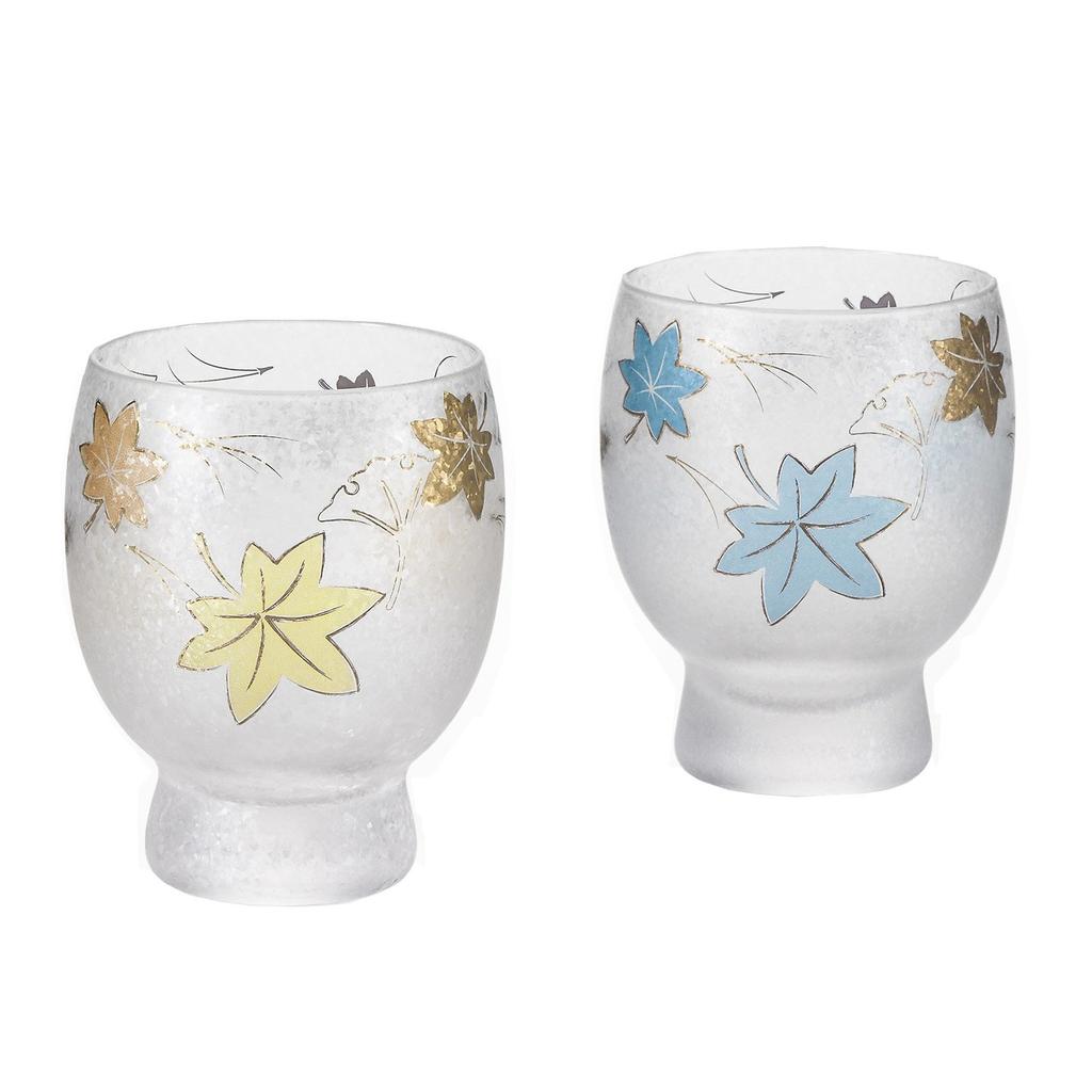 Adelia Sake Glass Pair Set, Four Seasons, Autumn Leaves, 145ml [Premium Nippon TasteSake GlassSake] Made in Japan, Comes in a Cosmetic Box, Birthday