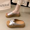 Французские шлепанцы на платформе женские летние для улицы продвинутый стиль 2025 новые универсальные не утомляют ноги красивые крутые шлепанцы женские