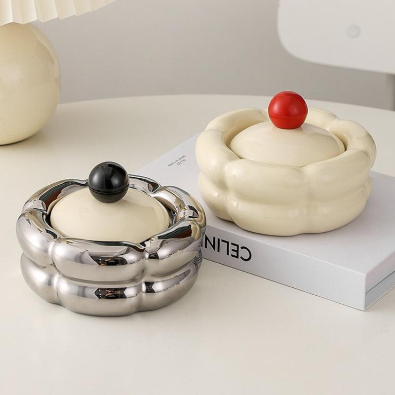 Элегантный кремового цвета с крышкой, Современный, Уникальный дизайн для декора дома и гостиной, Пепельница для гостиной, Декоративный поднос, Современный стиль