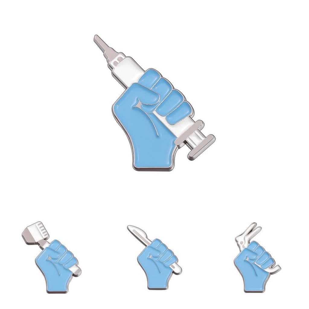 Unique Blue Medical Syringe Pin Badge Creative Cartoon Design For Doctors And Nurses